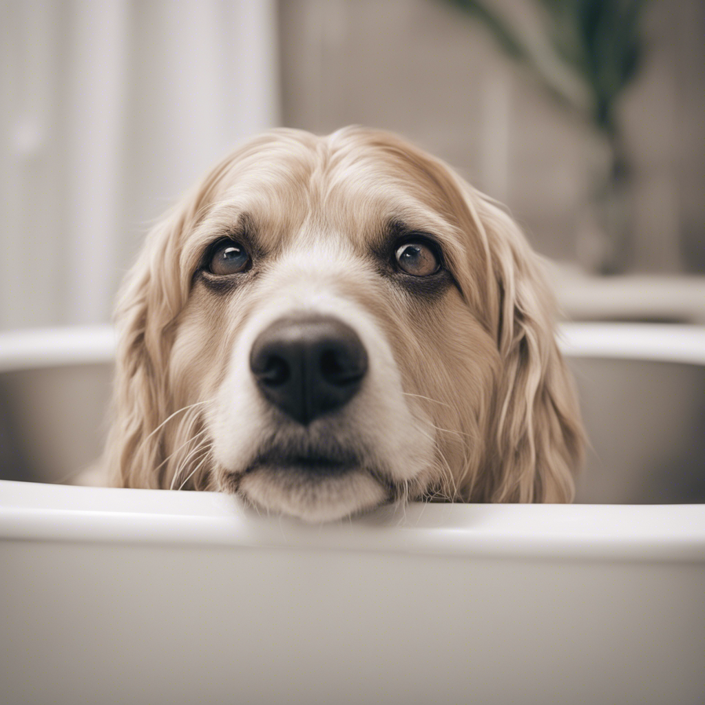 Hund in badewanne